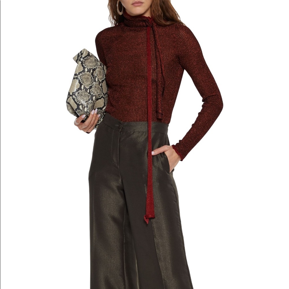 NWT ACNE tie-neck metallic turtleneck sweater